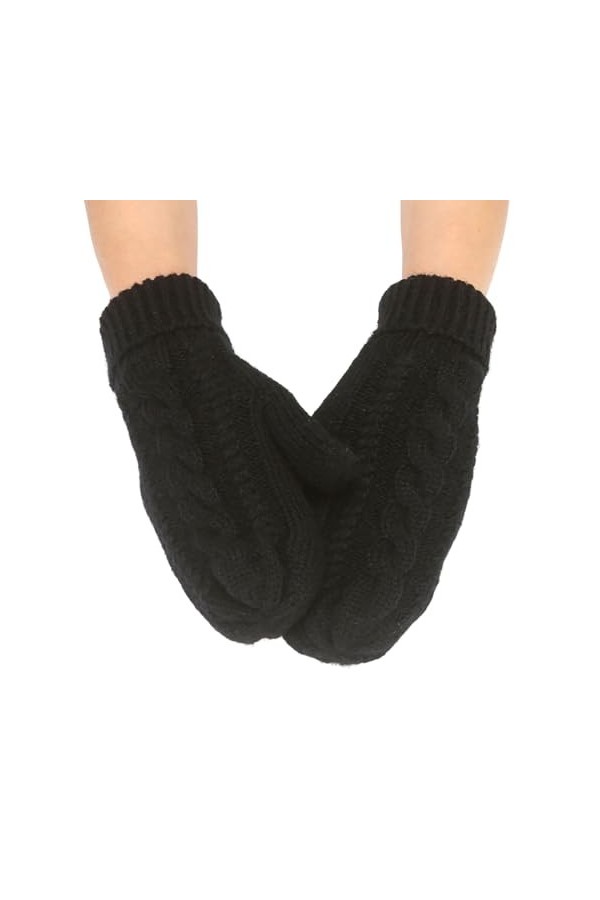 Porceosy Moufles dhiver élastiques pour homme et femme - Doublure en peluche - Noir - Taille unique