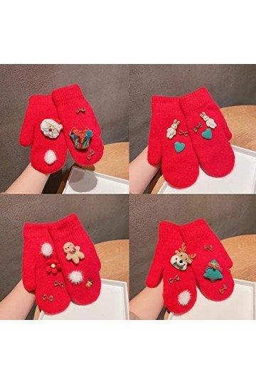KieTeiiK Gants dhiver en forme déléments de dessin animé pour femme, gants chauds et épais, gants de cyclisme pour lhiver,