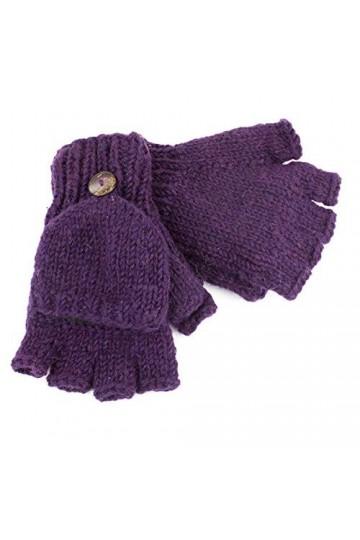 Commerce équitable du Népal en laine Shooter Gants Moufles en polaire doublée 5&nbsp;couleurs - Violet -