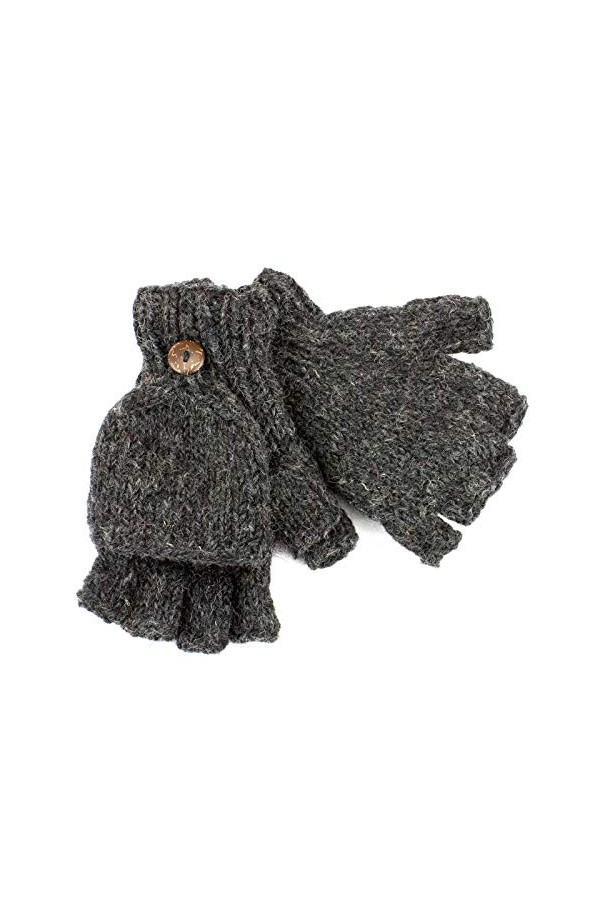 Commerce équitable du Népal en laine Shooter Gants Moufles en polaire doublée 5&nbsp;couleurs - Violet -