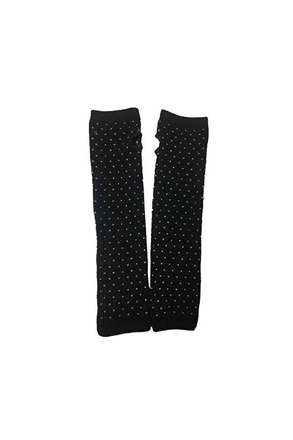 Black Sugar Paires mitaine simple Long Gant Laine Extensible Rayure Points Gothique Punk Noir Chaud Manchette Manche sans Doi