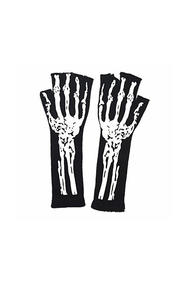 Black Sugar Paires mitaine simple Long Gant Laine Extensible Rayure Points Gothique Punk Noir Chaud Manchette Manche sans Doi