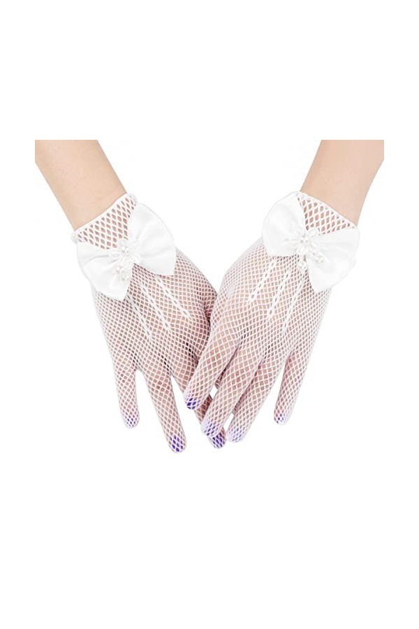 Gants de demoiselle dhonneur Demoiselles dhonneur Enfant Robe de mariée Gants courts Doigts Gants en velours Costume fantai