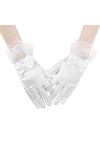 Gants de demoiselle dhonneur Demoiselles dhonneur Enfant Robe de mariée Gants courts Doigts Gants en velours Costume fantai