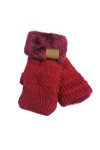 Mitaines chaudes en tricot pour femme - Mitaines en peluche - Pour femme - Isolées par temps froid, Rouge, taille unique