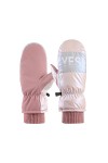 Tuelaly 1 paire de gants pour femme, poignets côtelés doublés en peluche, moufles dhiver imperméables avec impression lettre