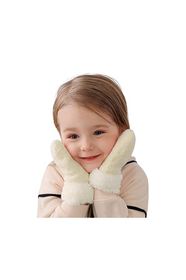 Enfant Hiver Chaud Gant Moufles Ski Gants Chauds dhiver pour Femmes Gants Demi-Doigts Gants sans Doigts en Tricot Gants Hive