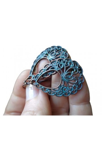 ๑ ஐ •• ۞㊝ BOUCLES DOREILLES PATINE KUPFER DÉCORÉES EN FILIGRANE LUSTRE •• ஐ ๑ superbes boucles doreilles avec de petits cro