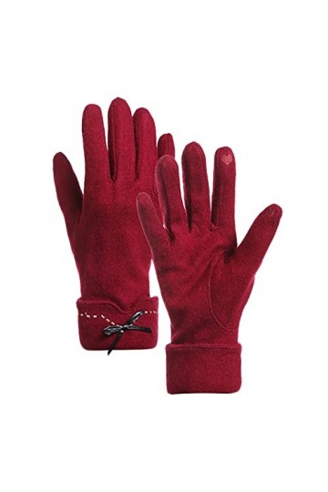 Gants dentraînement coréens en peluche épaisse avec nœud papillon rouge, taille unique 