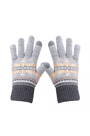 Gants dhiver en cuir pour femme et homme - Gants chauds tricotés - Pour lhiver - Garde au chaud - Flocons de neige - Imprim