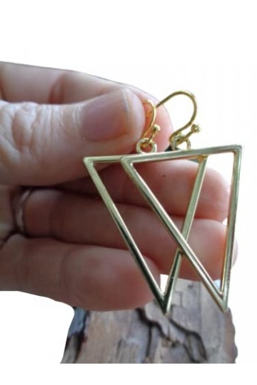 ༺ ❁ GRAND TRIANGLE DOR ❁ ༻ Boucles doreilles dorées avec de petits crochets doreilles élégants