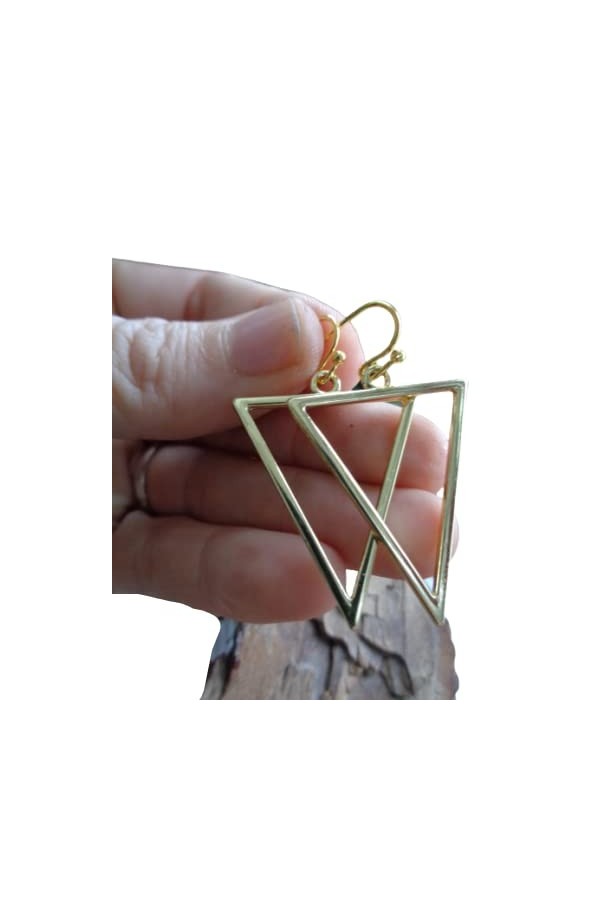 ༺ ❁ GRAND TRIANGLE DOR ❁ ༻ Boucles doreilles dorées avec de petits crochets doreilles élégants