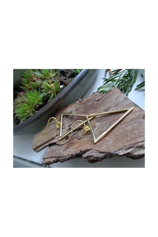 ༺ ❁ GRAND TRIANGLE DOR ❁ ༻ Boucles doreilles dorées avec de petits crochets doreilles élégants