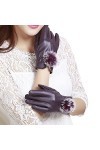 Gants de conduite en cuir doublés en polaire pour femme TjO818, violet, taille unique