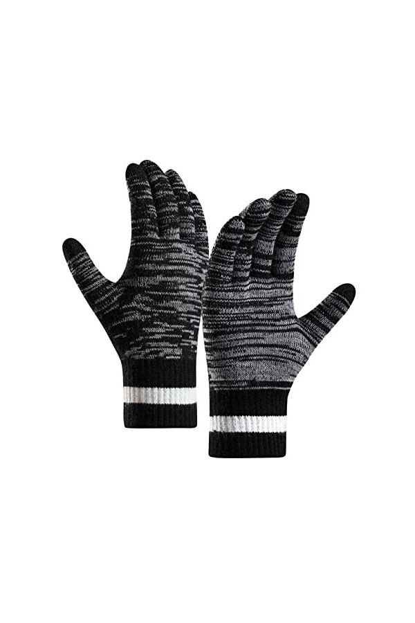 Gants dhiver pour femme - Gants chauds en tricot - Poignets élastiques - Gants dhiver pour homme - Mitaines café, taille u
