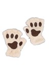 MeiPing Gants Patte de Chat - Mitaine Fausse Fourrure Patte Ours Aimable Gants - Demi-Doigt Mitaines Femmes Gants - Chaud en 