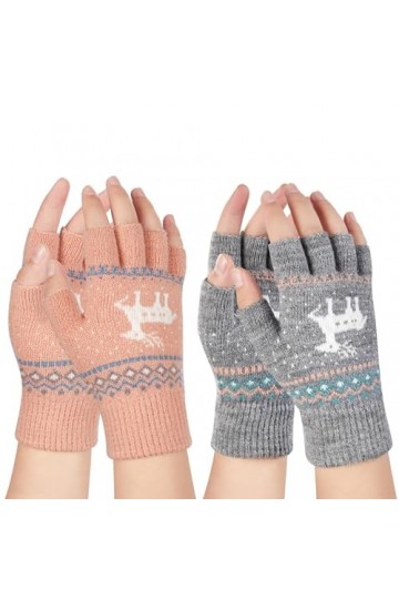 2 Paires Gants Sans Doigts, dHiver Gants Demi Doigts, Tricot Mitaines Gants Doigts, Extensibles Chauds Demi Doigts Mitaines 