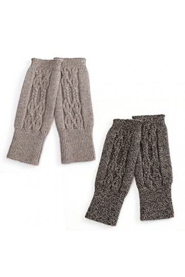 TAGVO Gants Sans Doigts Femme 2 Paires, Unisexes Demi Doigt Extensible Gants Tricotés avec Trou de Pouce, Mitaines Poignet Ga