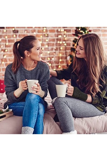 2 Paires de Gants Sans Doigts Gants Thermique dHiver Demi Doigts Gants avec Trou de Pouce Tricoté Chaudes Poignet pour Femme