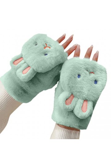 BebeXi Costume Femme S Hiver FauxFur Cute Moufles Gants Noir Femme Coton, vert, taille unique