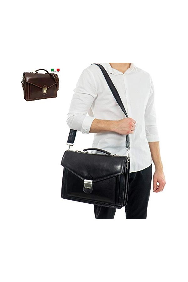 Gusti Cuir studio - Cartable en cuir Harper Porte-document serviette Notebook 15" chic unisexe Made in Italy en cuir de vache