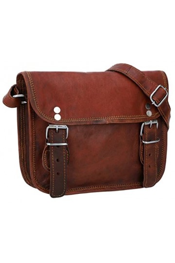 Gusti Cuir nature - Sac à main „Jane M.7,9"" Sac à bandoulière pratique vintage Taille Moyenne femme en cuir de chèvre Marron