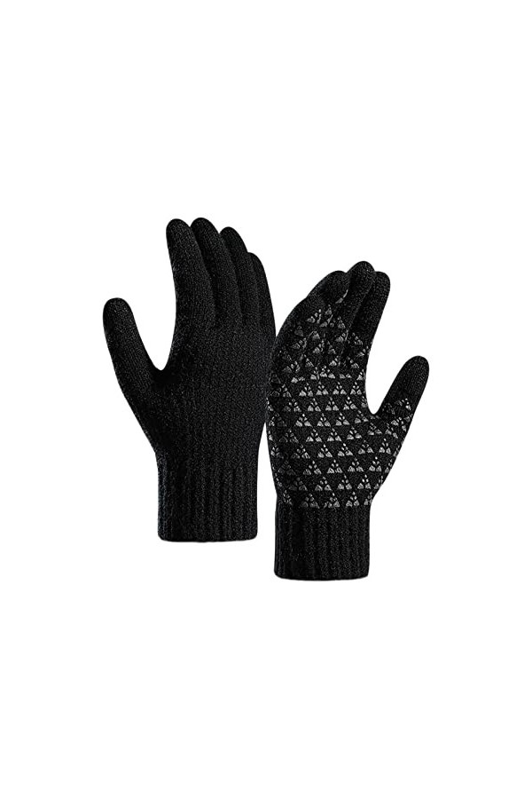 Gants sans doigts au poignet en tricot - Taille unique - Tricotés - Noir - Long - Unisexe - Pour moufles, Noir , M