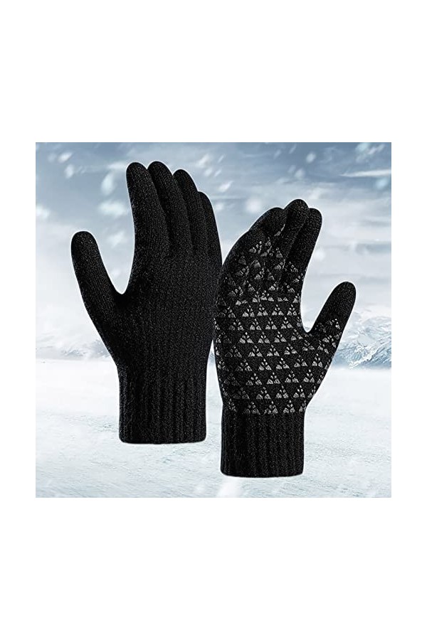 Gants sans doigts au poignet en tricot - Taille unique - Tricotés - Noir - Long - Unisexe - Pour moufles, Noir , M