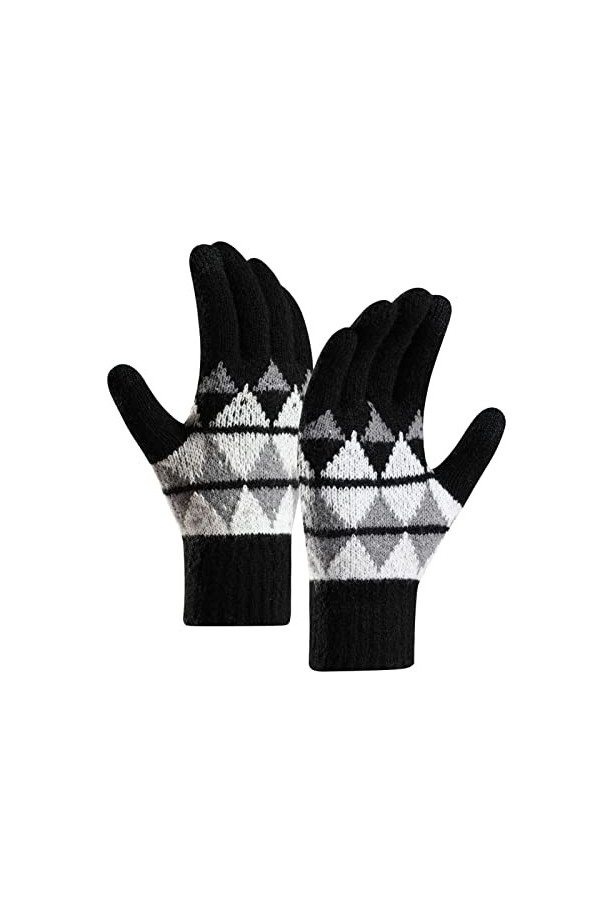 Gants dhiver pour femme - Gants chauds en tricot - Poignets élastiques - Gants dhiver pour homme - Gants pour écrire des te