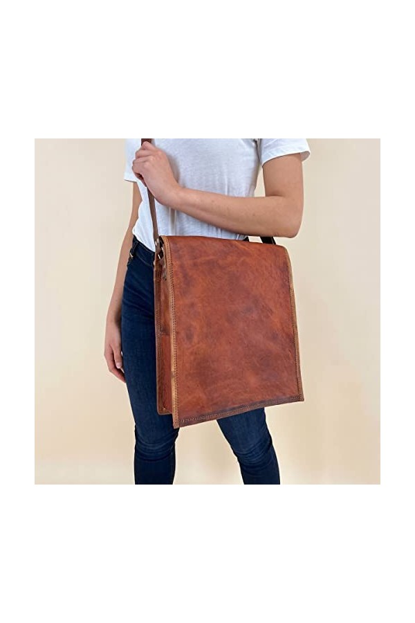Gusti Cuir nature - Sac à bandoulière „Finn Sacoche à bandoulière pratique vintage Taille Moyenne unisexe en cuir de chèvre M