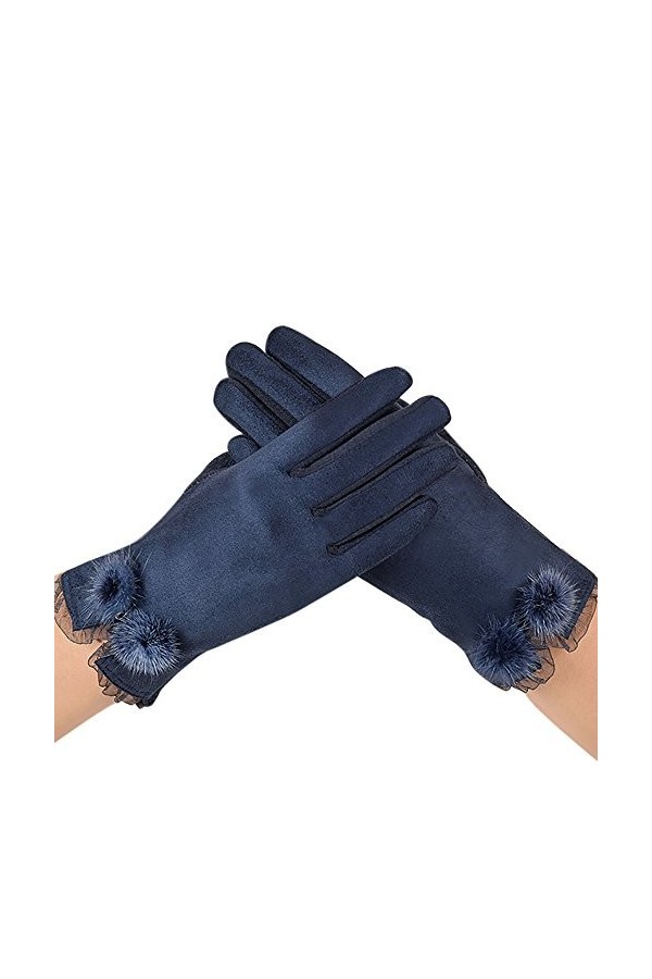 Gants en daim pour femme - Gants chauds en velours doux - Moufles épaisses - Gants dhiver