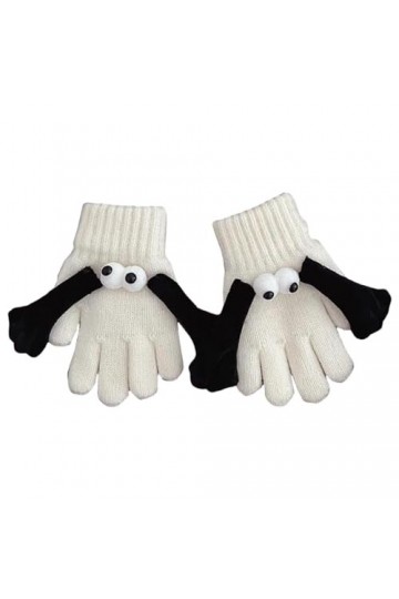 Pomurom Gants dhiver pour femme - Gants tricotés - Gants chauds et respirants - Moufles mignonnes avec yeux de chien - Pour 