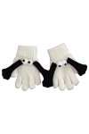 Pomurom Gants dhiver pour femme - Gants tricotés - Gants chauds et respirants - Moufles mignonnes avec yeux de chien - Pour 