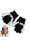 Pomurom Gants dhiver pour femme - Gants tricotés - Gants chauds et respirants - Moufles mignonnes avec yeux de chien - Pour 