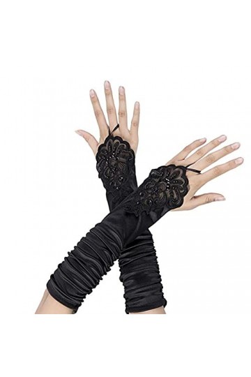 RDWESZOD Femmes Dentelle Satin Gants Sans Fingerless, 1920 Fingerless Satin Gants, Bal Marié pour Mariage Partie Costume Acce