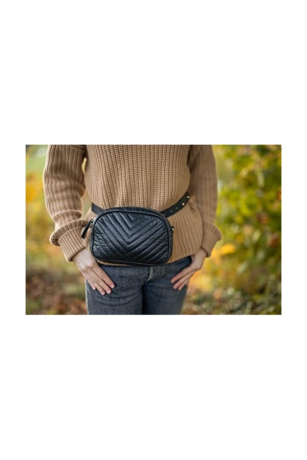 Gusti Cardi Sac à main en cuir avec bandoulière amovible Noir