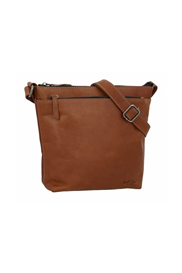 Gusti Disa Sac à bandoulière en cuir véritable Marron, noisette, Medium