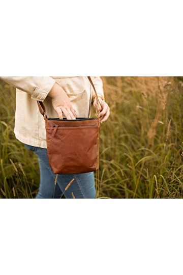 Gusti Disa Sac à bandoulière en cuir véritable Marron, noisette, Medium