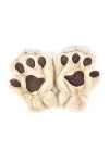 JAGENIE Winter Femme Cute Cat Paw Griffe en Peluche Moufles Courtes Mitaines Doigt moitié, Gris Clair, Reference Picture Or P