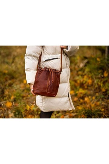 Gusti Sac Bandoulière Cuir - Lia Sac à bandoulière en cuir Sac porté à l´épaule Sac en cuir Femme Cuir Marron