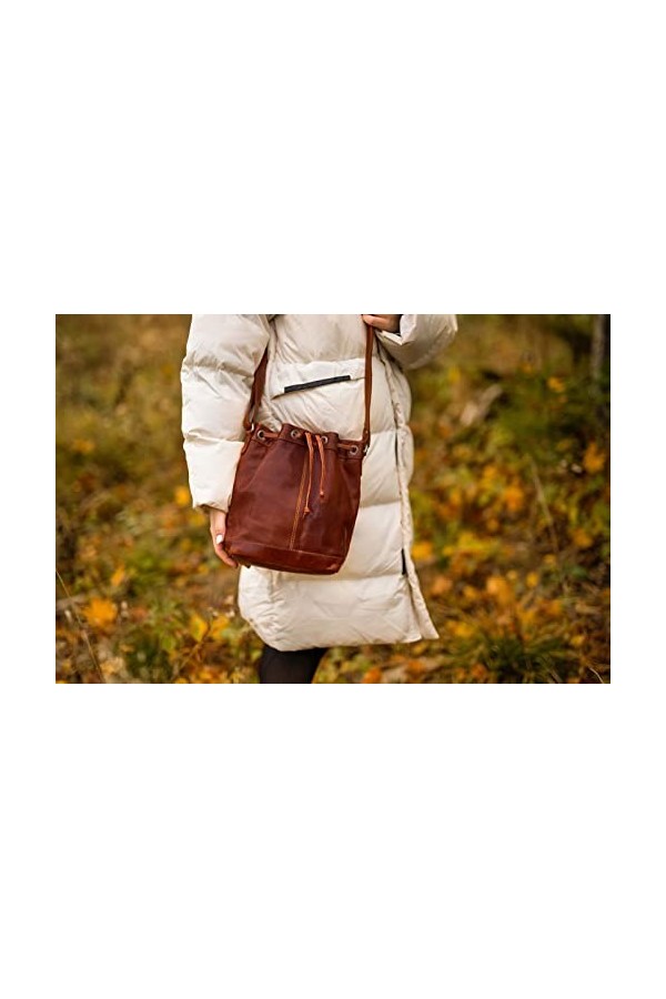 Gusti Sac Bandoulière Cuir - Lia Sac à bandoulière en cuir Sac porté à l´épaule Sac en cuir Femme Cuir Marron