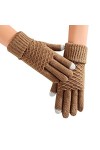 Keepwin Gants chauds et épais en tricot texturé à cinq doigts pour femme - Automne et hiver, violet, taille unique