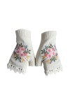 Gants mitaines combo avec poche pour femme Gants dhiver brodés à la main Gants tricotés Gants imitation dentelle Gants dhiv