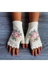 Gants mitaines combo avec poche pour femme Gants dhiver brodés à la main Gants tricotés Gants imitation dentelle Gants dhiv