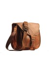 ALASKA EXPORTS Sacoche à bandoulière en cuir véritable pour femme - Style rétro rustique vintage - 22,9 x 28,9 cm, marron, 9 