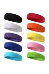 Lot de 10 bandeaux pour homme et femme - Bandeau de sport - Bandeau élastique en coton