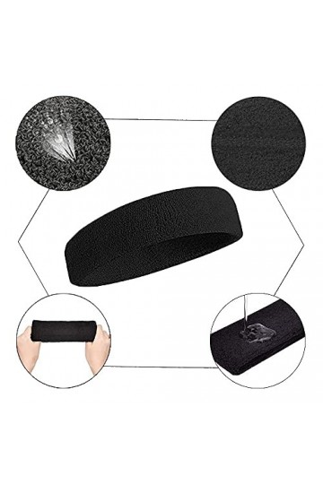 Lot de 10 bandeaux pour homme et femme - Bandeau de sport - Bandeau élastique en coton