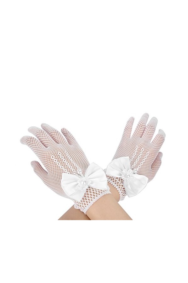Mitaines Dentelle Fille Gants de Mariage en Satin Exquis Gants Enfant Bowknot Mignon Accessoires Robe Pour Soirée Partie Perf