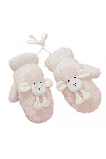 KieTeiiK Gants, moufles en peluche en forme danimal mignon avec ficelle, gants danimaux de dessin animé, gants dhiver chau