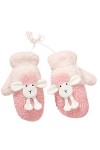 KieTeiiK Gants, moufles en peluche en forme danimal mignon avec ficelle, gants danimaux de dessin animé, gants dhiver chau
